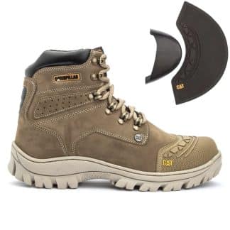 Bota Caterpillar 2190 Creme Nobuck Bico PVC Caterpillar Lançamentos
